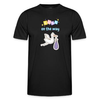 Baby on the way mit Storch 3 - blau - Männer Funktions-T-Shirt - Schwarz - Vorne - AI Model Male 178 dark (178cm)