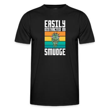 Easily Distracted By Smudge Burning Herbs Smudging - Men's Functional T-Shirt - black - Front - AI Model Male 178 dark (178cm)