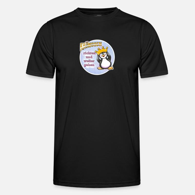 Krönchen richten Pinguin - Männer Funktions-T-Shirt - Schwarz