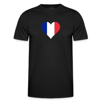 Drapeau france coeur amour - T-shirt sport Homme - noir - Devant - AI Model Male 178 dark (178cm)