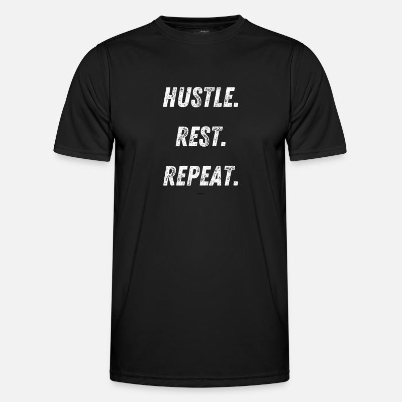 hustle rest repeat - Männer Funktions-T-Shirt - Schwarz