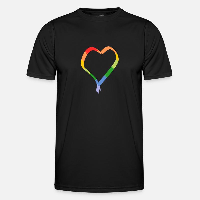 Rainbow heart drawn - Men's Functional T-Shirt - black