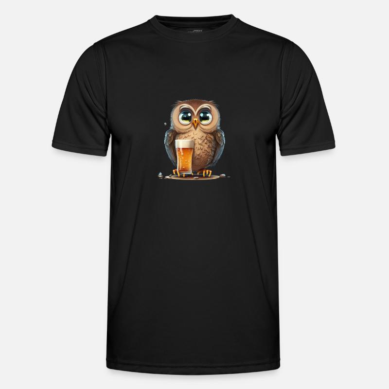 Süße Bier Eule - Männer Funktions-T-Shirt - Schwarz