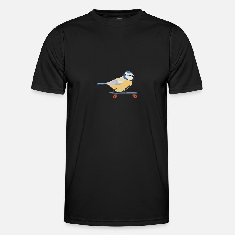 Blaumeise auf Skateboard Männer Funktions-T-Shirt