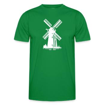 Dutch Grain Windmill for Wheat Flour - Men's Functional T-Shirt - kelly green - Front - AI Model Male 178 dark (178cm)