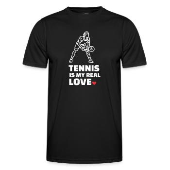 I love tennis - Men's Functional T-Shirt - black - Front - AI Model Male 178 dark (178cm)