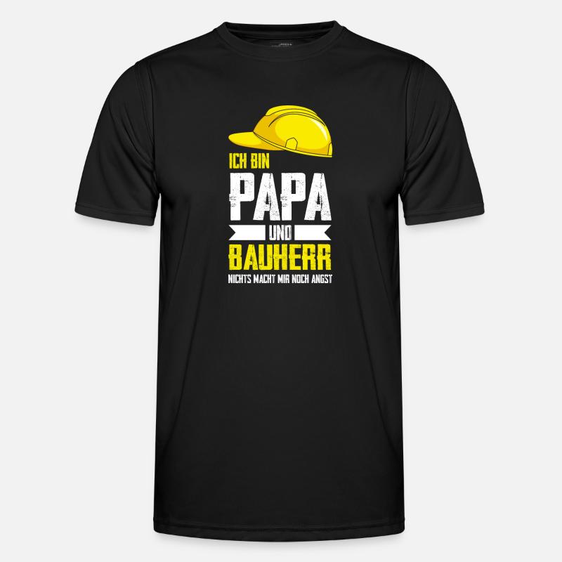 Bauherr Papa Baustelle Geschenk - Männer Funktions-T-Shirt - Schwarz