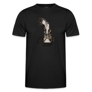 Katze Dunkle Gassen Stadt Nacht für - Männer Funktions-T-Shirt - Schwarz - Vorne - AI Model Male 178 dark (178cm)