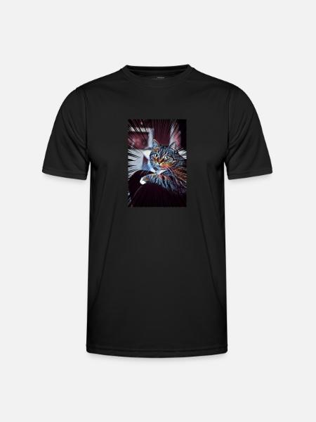 Süße Katze Comic - Männer Funktions-T-Shirt - Schwarz