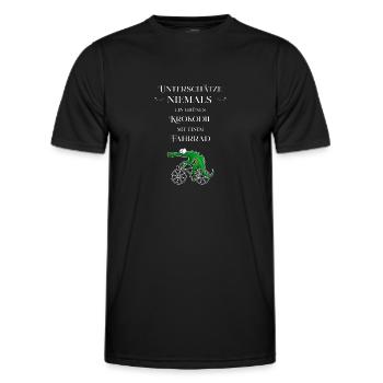 Unterschätze niemals ein grünes Krokodil mit Rad - Männer Funktions-T-Shirt - Schwarz - Vorne - AI Model Male 178 dark (178cm)