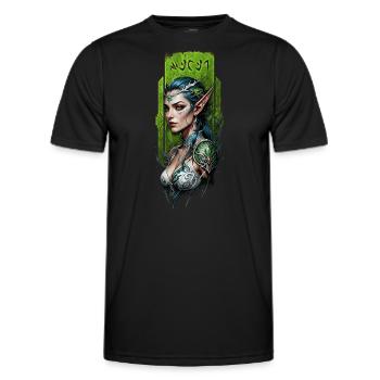 Enchanted Forest elf Guardian - Men's Functional T-Shirt - black - Front - AI Model Male 178 dark (178cm)