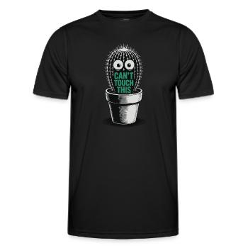 Can't Touch This – Lustiger Kaktus mit Spruch - Männer Funktions-T-Shirt - Schwarz - Vorne - AI Model Male 178 dark (178cm)