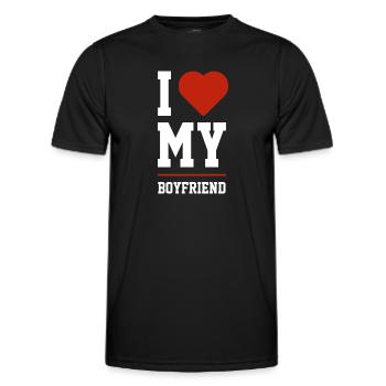 I Love My Boyfriend - Boyfriend Funny Gift - Men's Functional T-Shirt - black - Front - AI Model Male 178 dark (178cm)