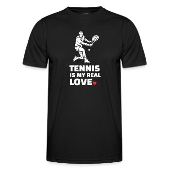 I love tennis - Men's Functional T-Shirt - black - Front - AI Model Male 178 dark (178cm)