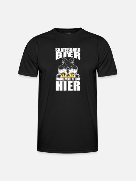 Funny Saying Skateboard Beer - Men's Functional T-Shirt - black