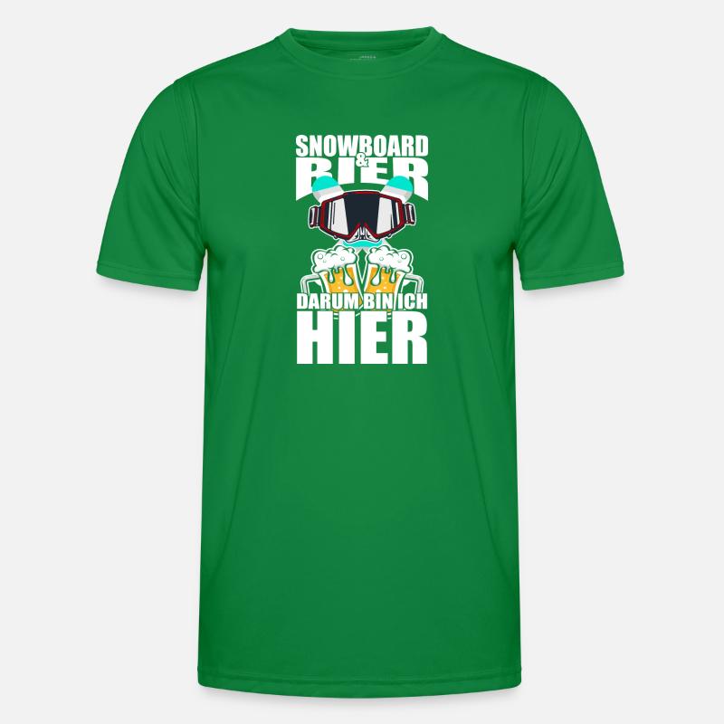 Lustiger Spruch Snowboard Bier darum bin ich hier Männer Funktions-T-Shirt