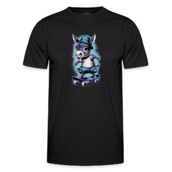 Esel auf Skateboard Skater Skateboarding für - Männer Funktions-T-Shirt - Schwarz - Vorne - AI Model Male 178 dark (178cm)