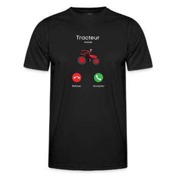 appel du tracteur - T-shirt sport Homme - noir - Devant - AI Model Male 178 dark (178cm)