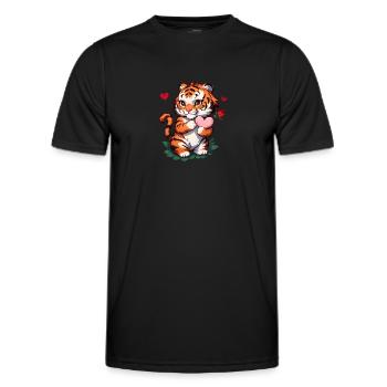Give this cute tiger as a gift for Valentine's Day - Men's Functional T-Shirt - black - Front - AI Model Male 178 dark (178cm)