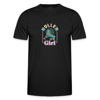 Roller Skating Inline Skating Inline Skates - Men's Functional T-Shirt - black - Front - AI Model Male 178 dark (178cm)
