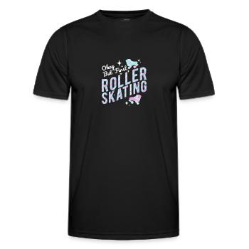 Roller Skating Inline Skating Inline Skates - Men's Functional T-Shirt - black - Front - AI Model Male 178 dark (178cm)