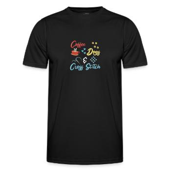 Cross Stitch Cross Stitch Embroidery - Men's Functional T-Shirt - black - Front - AI Model Male 178 dark (178cm)
