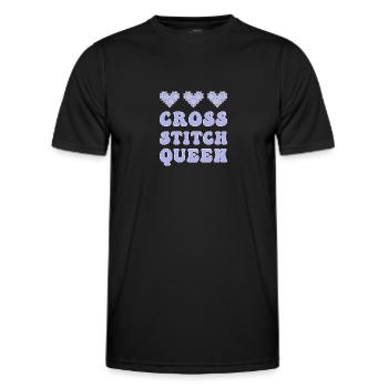 Cross Stitch Cross Stitch Embroidery - Men's Functional T-Shirt - black - Front - AI Model Male 178 dark (178cm)