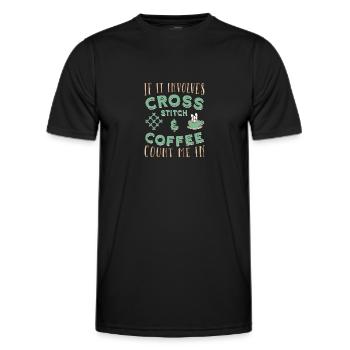 Cross Stitch Cross Stitch Embroidery - Men's Functional T-Shirt - black - Front - AI Model Male 178 dark (178cm)