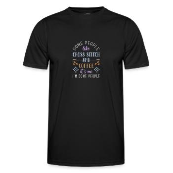 Cross Stitch Cross Stitch Embroidery - Men's Functional T-Shirt - black - Front - AI Model Male 178 dark (178cm)