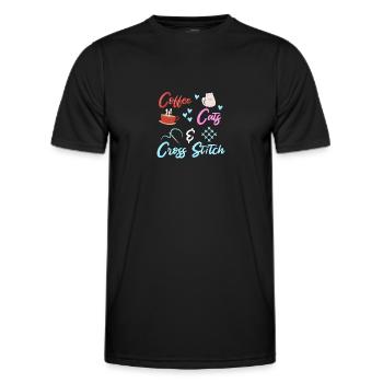 Cross Stitch Cross Stitch Embroidery - Men's Functional T-Shirt - black - Front - AI Model Male 178 dark (178cm)