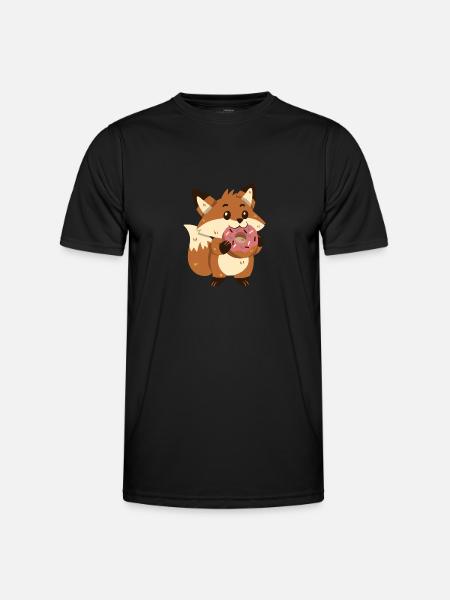 Fuchs mit Donut - Männer Funktions-T-Shirt - Schwarz