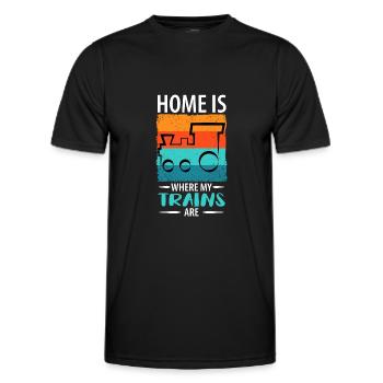Train Chemin de fer Trains Trains Conducteurs de train - T-shirt sport Homme - noir - Devant - AI Model Male 178 dark (178cm)