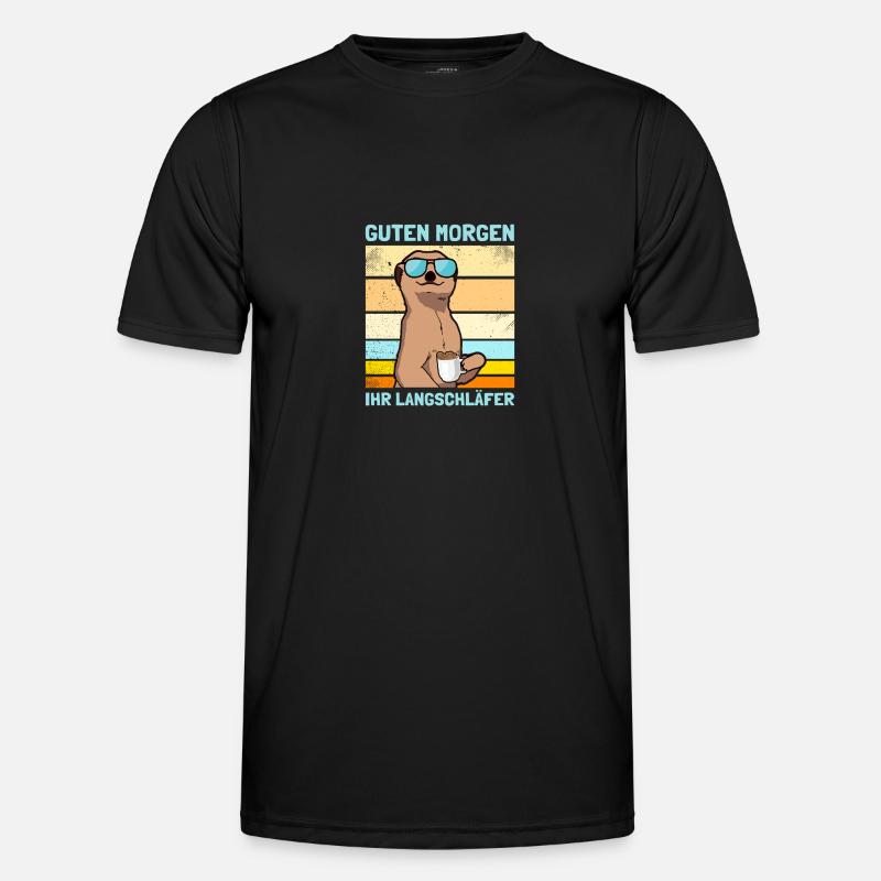 Erdmännchen Kaffee Kaffeeliebhaber Kaffeetrinker - Männer Funktions-T-Shirt - Schwarz