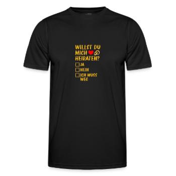 Heiraten? Heiratsantrag Hochzeitsantrag - Männer Funktions-T-Shirt - Schwarz - Vorne - AI Model Male 178 dark (178cm)