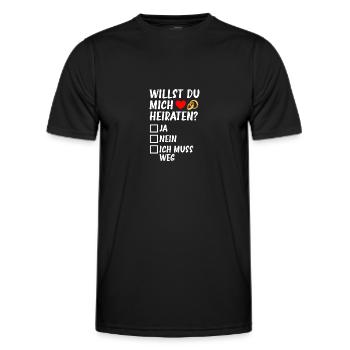 Heiraten? Heiratsantrag Hochzeitsantrag - Männer Funktions-T-Shirt - Schwarz - Vorne - AI Model Male 178 dark (178cm)