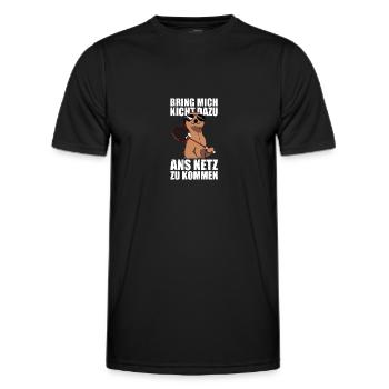 To the net: Badminton, Badminton, Badminton - Men's Functional T-Shirt - black - Front - AI Model Male 178 dark (178cm)