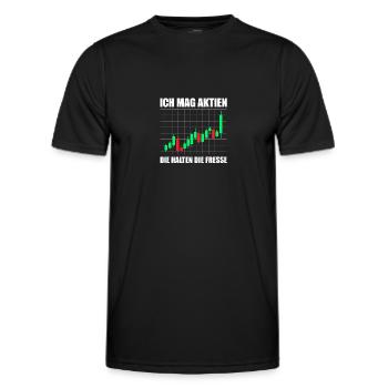 J’aime les actions Bourse Trader Bourse - T-shirt sport Homme - noir - Devant - AI Model Male 178 dark (178cm)