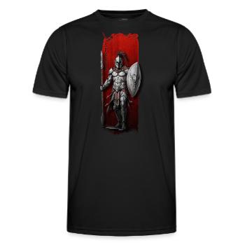 Spartanischer Krieger mit Speer und Schild - Männer Funktions-T-Shirt - Schwarz - Vorne - AI Model Male 178 dark (178cm)