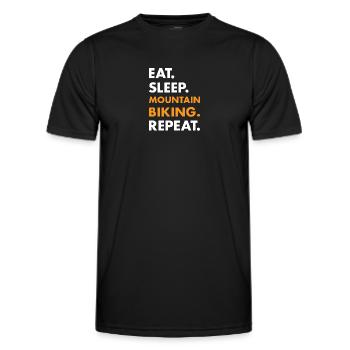 Biker Eat Sleep Mountain Biking - Men's Functional T-Shirt - black - Front - AI Model Male 178 dark (178cm)