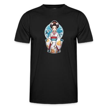 Japanerin im Kimono - Japan - Männer Funktions-T-Shirt - Schwarz - Vorne - AI Model Male 178 dark (178cm)
