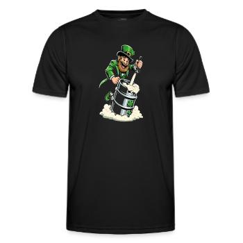 Leprechaun (Irish leprechaun) taps beer - Men's Functional T-Shirt - black - Front - AI Model Male 178 dark (178cm)