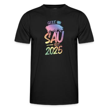 2025 Geile Sau - Männer Funktions-T-Shirt - Schwarz - Vorne - AI Model Male 178 dark (178cm)