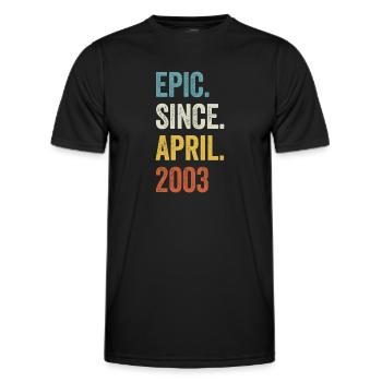 20 Years Epic Since April 2003 20th Birthday - Men's Functional T-Shirt - black - Front - AI Model Male 178 dark (178cm)
