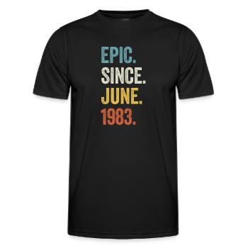 40 Years Old Epic Since June 1983 40th Birthday - Men's Functional T-Shirt - black - Front - AI Model Male 178 dark (178cm)