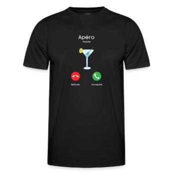 appel de l'apéro - T-shirt sport Homme - noir - Devant - AI Model Male 178 dark (178cm)
