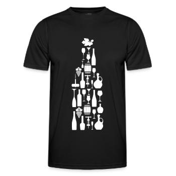 Wine Wine Bottle Wine Lovers - Men's Functional T-Shirt - black - Front - AI Model Male 178 dark (178cm)