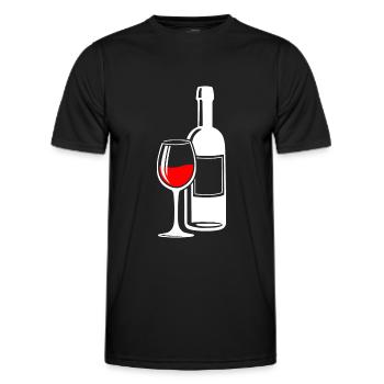 Wine Wine glass Wine bottle Red wine wine lover - Men's Functional T-Shirt - black - Front - AI Model Male 178 dark (178cm)