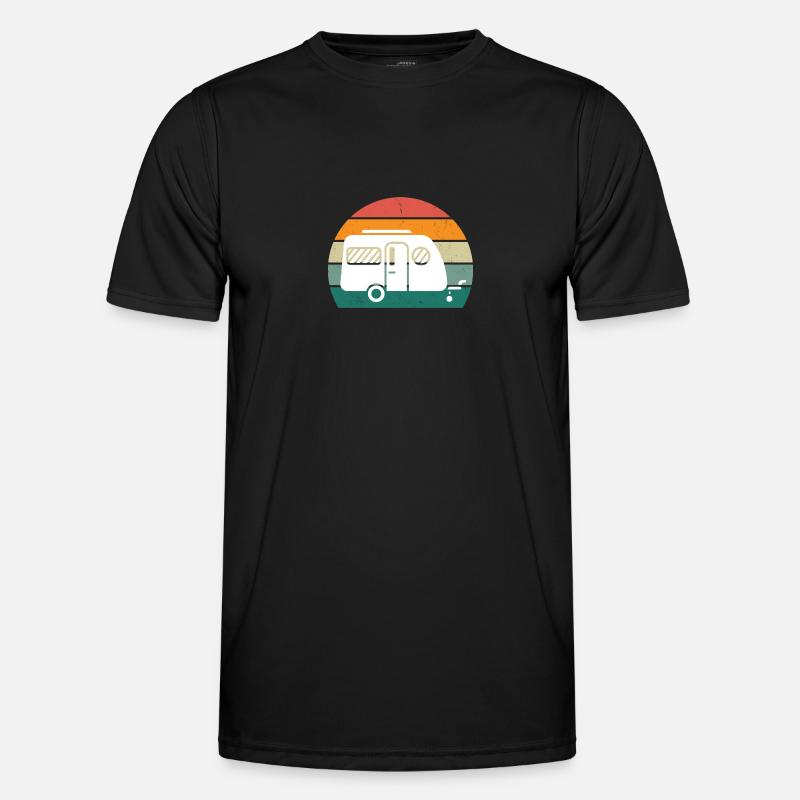 Retro Wohnwagen - Männer Funktions-T-Shirt - Schwarz