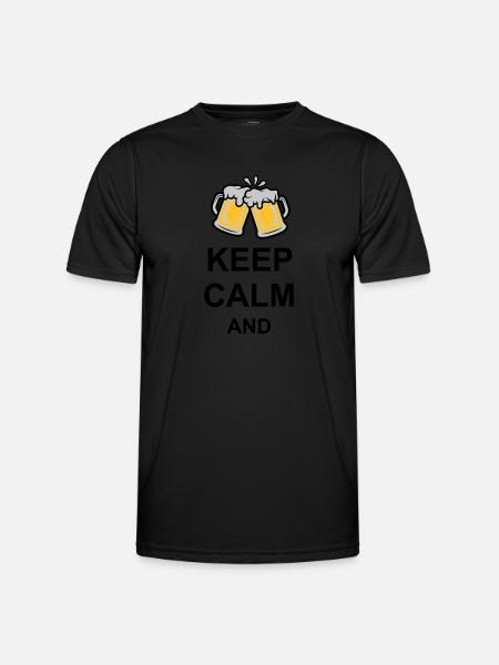 Keep Calm Beer Text - Men's Functional T-Shirt - black