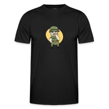 War is Hell soldier cartoon with yellow background - Men's Functional T-Shirt - black - Front - AI Model Male 178 dark (178cm)